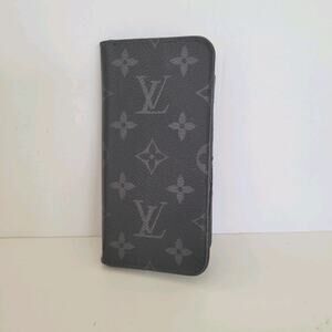 Authentic Louis Vuitton LV Monogram Folio iPhone X Case Black Phone Hard Cover